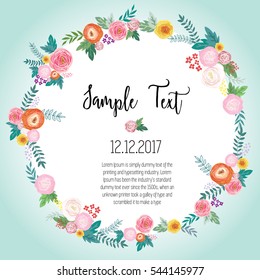 Vector illustration of a beautiful floral border with rose and flowers for wedding invitations and birthday cards