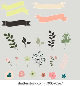 Vector illustration of a beautiful floral border with rose and flowers pastel colors element for wedding invitations and birthday cards
