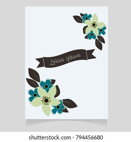 Vector illustration of a beautiful floral border with rose and flowers pastel colors element for wedding invitations and birthday cards