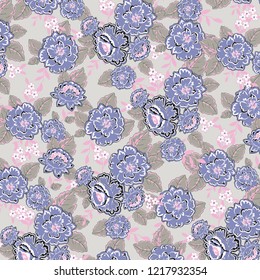 Vector illustration of a beautiful floral bouquet.  watercolor floral pattern, Ditsy floral background. Liberty style. fabric, covers, manufacturing, wallpapers, print, gift wrap
