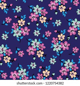 Vector illustration of a beautiful floral bouquet.  watercolor floral pattern, Ditsy floral background. Liberty style. fabric, covers, manufacturing, wallpapers, print, gift wrap.
