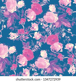 Vector illustration of a beautiful floral bouquet.  watercolor floral pattern, Ditsy floral background. Liberty style. fabric, covers, manufacturing, wallpapers, print, gift wrap.