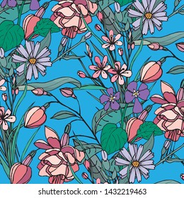 Vector illustration of a beautiful floral bouquet.  watercolor floral pattern