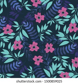 Vector illustration of a beautiful floral bouquet. Ditsy floral background. Liberty style. fabric, covers, manufacturing, wallpapers, print, gift wrap.
