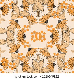 Vector illustration of a beautiful floral bouquet.  watercolor floral pattern