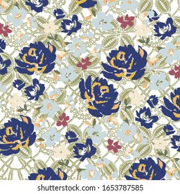 Vector illustration of a beautiful floral bouquet. Ditsy floral background