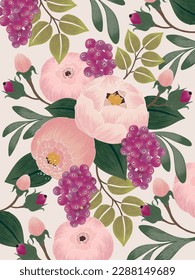 Vector illustration of a beautiful floral bouquet with flowers for wedding invitations and birthday cards.