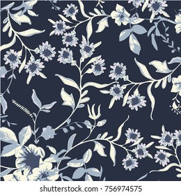 Vector illustration of a beautiful floral bouquet.  watercolor floral pattern, Ditsy floral background. Liberty style. fabric, covers, manufacturing, wallpapers, print, gift wrap.