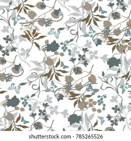 Vector illustration of a beautiful floral bouquet. watercolor floral pattern, Ditsy floral background. Liberty style. fabric, covers, manufacturing, wallpapers, print, gift wrap.
