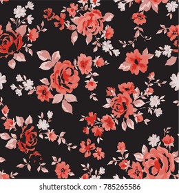 Vector illustration of a beautiful floral bouquet. watercolor floral pattern, Ditsy floral background. Liberty style. fabric, covers, manufacturing, wallpapers, print, gift wrap.