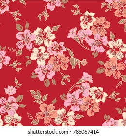 Vector illustration of a beautiful floral bouquet. watercolor floral pattern, Ditsy floral background. Liberty style. fabric, covers, manufacturing, wallpapers, print, gift wrap.