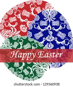 Vector illustration. Beautiful floral Easter eggs.