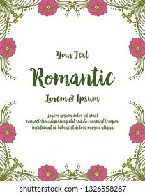 Vector illustration beautiful floral frame for write a invitation romantic hand drawn