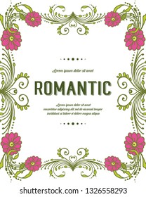 Vector illustration beautiful floral frame for write a invitation romantic hand drawn