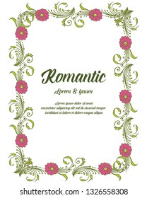 Vector illustration beautiful floral frame for write a invitation romantic hand drawn