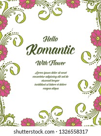 Vector illustration beautiful floral frame for write a invitation romantic hand drawn