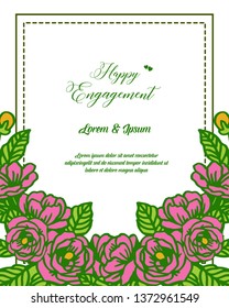 Vector illustration beautiful floral frame for write a invitation of happy engagement hand drawn