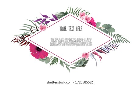 Vector illustration of a beautiful floral frame with geometric frame