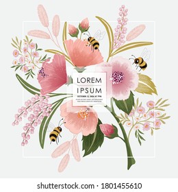 Ilustración vectorial de un bello marco floral para Bodas, Aniversario, cumpleaños y fiesta. Diseño para tarjeta de invitación, marco de imagen, afiche, libro de recortes 