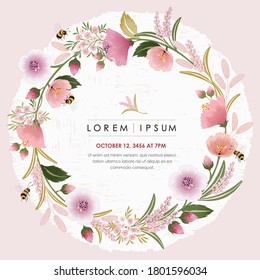 Ilustración vectorial de un bello marco floral para Bodas, Aniversario, cumpleaños y fiesta. Diseño para tarjeta de invitación, marco de imagen, afiche, libro de recortes 