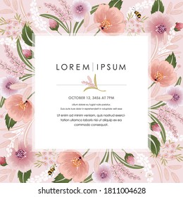 Vektorgrafik eines schönen Blumenrahmens für Hochzeit, Geburtstag, Geburtstag und Feier. Design für Einladungskarte, Bilderrahmen, Poster, Scrapbook