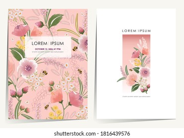 Vector illustration of a beautiful floral frame set for Wedding, anniversary, birthday and party. Design for invitation card, picture frame, poster, scrapbook