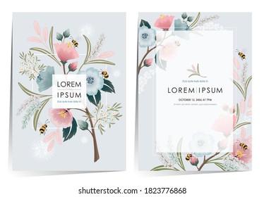 Vektorgrafik eines schönen Blumenrahmens für Hochzeit, Geburtstag, Geburtstag und Feier. Design für Banner, Poster, Karte, Einladung und Scrapbook