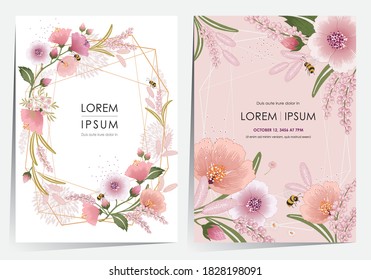 Vektorgrafik eines schönen Blumenrahmens für Hochzeit, Geburtstag, Geburtstag und Feier. Design für Banner, Poster, Karte, Einladung und Scrapbook 