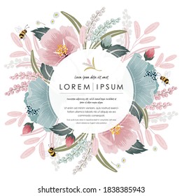 Ilustración vectorial de un bello marco floral para Bodas, Aniversario, cumpleaños y fiesta. Diseño para tarjeta de invitación, marco de imagen, afiche, libro de recortes 