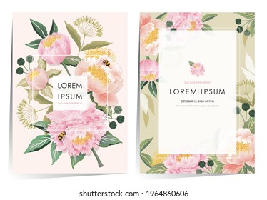 Ilustración vectorial del hermoso marco floral establecido para Boda, aniversario, cumpleaños y fiesta. Diseño para tarjetas, invitación a grupos, impresión, imágenes prediseñadas y publicidad y promoción de negocios.