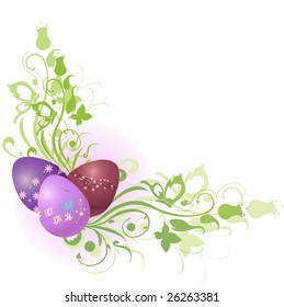 Vector Illustration of beautiful floral frame decorated with Easter Eggs.