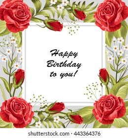 Vector illustration of a beautiful floral frame for invitations and birthday cards.