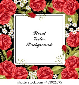 Vector illustration of a beautiful floral frame for invitations and birthday cards.