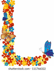 Vector illustration of beautiful floral letter L