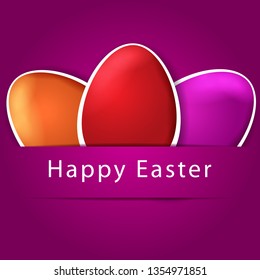 Vector illustration of beautiful floral paper Easter eggs on purple background