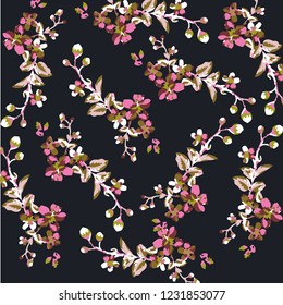 Vector illustration of a beautiful floral bouquet.  watercolor floral pattern, Ditsy floral background. Liberty style. fabric, covers, manufacturing, wallpapers, print, gift wrap