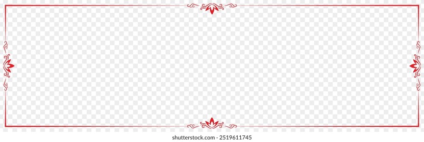 Vector illustration of beautiful floral pattern border on transparent background