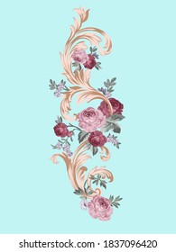 vector illustration of a beautiful flower. Baroque style