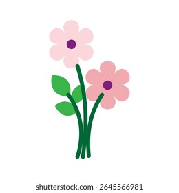 Ilustración vectorial de una hermosa flor en estilo plano aislado sobre fondo blanco