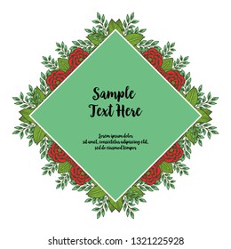Vector illustration beautiful flower frame with your sample text here hand drawn