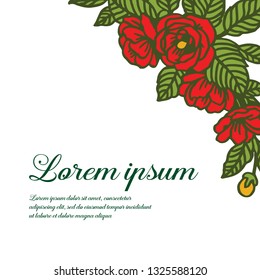 Vector illustration beautiful flower and green leaves frame texture for lettering hello summer hand drawn
