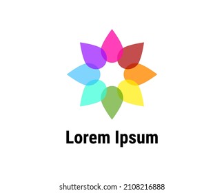 Vector Illustration of a beautiful flower icon. Circular logo multicolored. Flower logo icon. Beautiful overlay logo vector. Flower with colored petals circle logo. - EPS-10