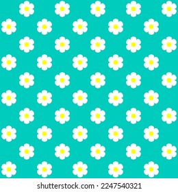 Vector illustration of beautiful flowers seamless pattern green background
