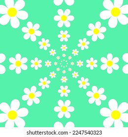 Vector illustration of beautiful flowers seamless pattern green background