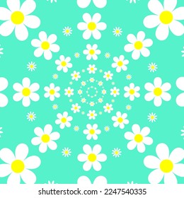 Ilustración vectorial de hermosas flores patrón transparente fondo verde