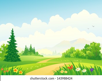 Vector illustration of a beautiful forest