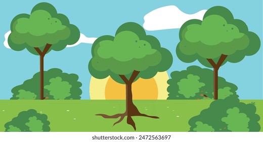 vector illustration of a beautiful forest with trees.