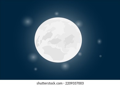 Vector illustration of a beautiful full moon near and around the stars.