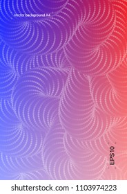 Vector illustration of beautiful geometric background. Bright abstract design with wave figures from points. Multicolored gradient with red and blue.
