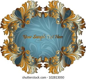 Vector illustration of beautiful gift card with stylized acanthus leaf